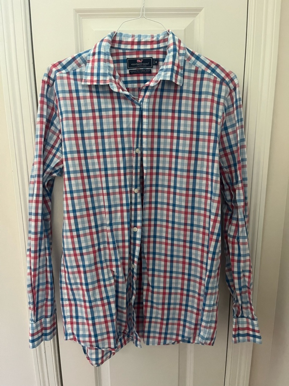 Vineyard Vines Red and Blue Plaid Long-Sleeve Button-Down Shirt